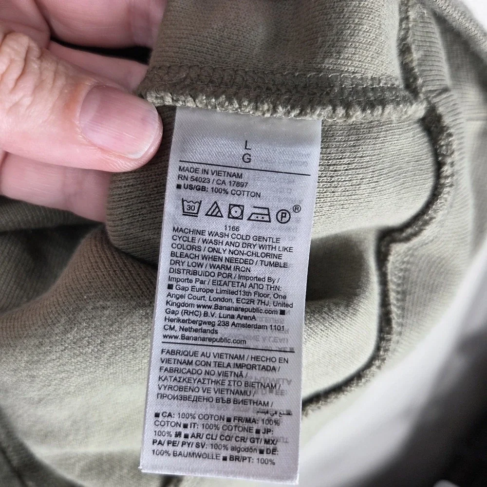 Banana Republic Terry Crewneck Sweatshirt Olive Green 100% Cotton Men's Large
